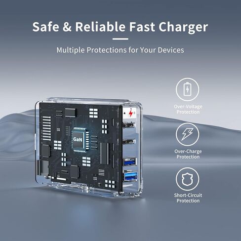 شاحن USB بأربعة منافذ، شاحن حائط EGOWAY 90 وات، شاحن حائط USB C مزدوج 60 وات و18 وات ومنفذ USB A مزدوج 12 وات، شاحن USB C متعدد لأجهزة MacBook والهاتف والمزيد. in Kuwait