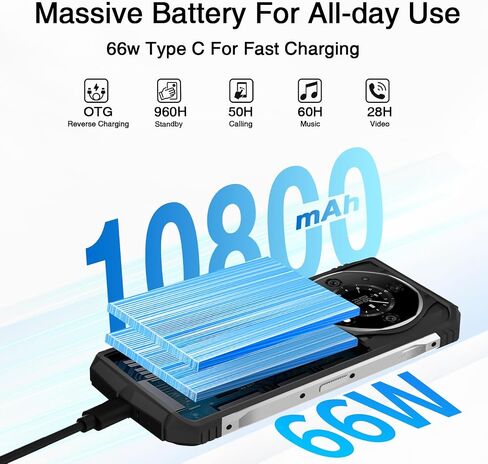 DOOGEE S110 Rugged Smartphone,22GB+256GB,10800mAh/66W Rugged Phone Unlocked,120Hz 6.6" FHD+,Android 13 Smartphone,50MP+24MP Night Vision,IP68 Waterproof Cell Phone,NFC OTG-Black in Saudi Arabia