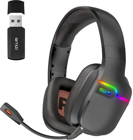 Wireless Gaming Headset for PS5,PS4,PC,Switch,Mac,Mobile,Laptop,2.4GHz Wireless Gaming Headphones with Detachable Mic,30H Wireless Headset Over Ear,USB Dongle-Black (X07-BLACK) in Saudi Arabia