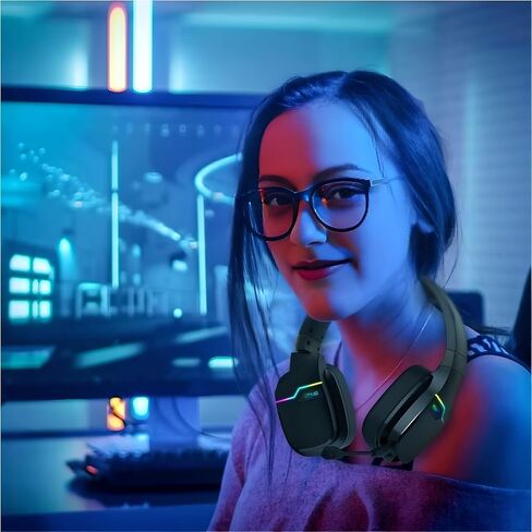 Wireless Gaming Headset for PS5,PS4,PC,Switch,Mac,Mobile,Laptop,2.4GHz Wireless Gaming Headphones with Detachable Mic,30H Wireless Headset Over Ear,USB Dongle-Black (X07-BLACK) in Saudi Arabia