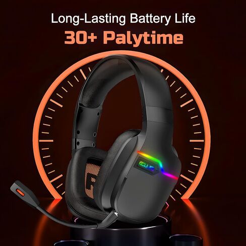 Wireless Gaming Headset for PS5,PS4,PC,Switch,Mac,Mobile,Laptop,2.4GHz Wireless Gaming Headphones with Detachable Mic,30H Wireless Headset Over Ear,USB Dongle-Black (X07-BLACK) in Saudi Arabia