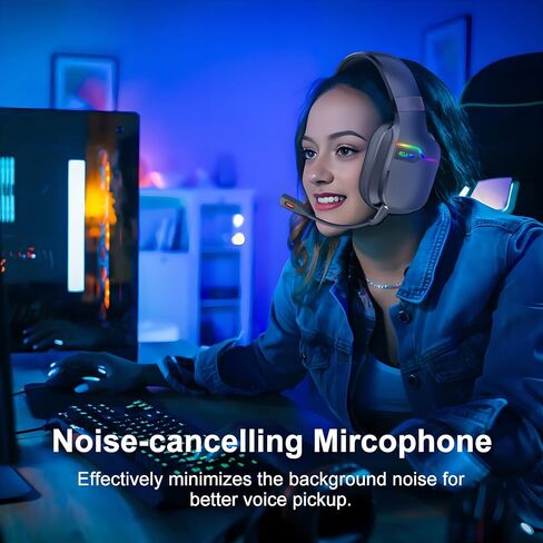 Wireless Gaming Headset for PS5,PS4,PC,Switch,Mac,Mobile,Laptop,2.4GHz Wireless Gaming Headphones with Detachable Mic,30H Wireless Headset Over Ear,USB Dongle-Black (X07-BLACK) in Saudi Arabia
