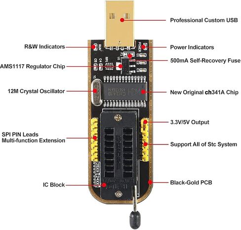 USB Programmer CH341A + 1.8V Adapter Board + SOIC8 Clip + SOP8 150mil 200mil SOP16 300mil Programming Adapter Test Socket for 24 25 Series Flash in Saudi Arabia
