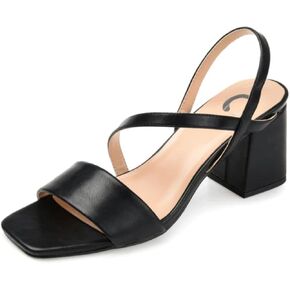 Journee Collection Womens Lirryc Heels with Square Shaped Open-Toe and Slip-On Design, Black, 6