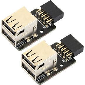 whiteeeen USB for Motherboard Adapter to 2 Ports USB Type A Socket (Pack of 2)