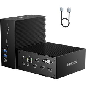 USB C Docking Station, OBERSTER 16 in 2, Thunderbolt 3 Dock with Dual Monitor Support, 2 * 4K HDMI, VGA, USB C Port Cable, PD 100W, 5 * USB A, USB C 3.0, SD/TF, Audio, Ethernet for Mac Pro/Windows