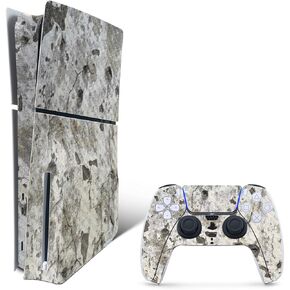 MightySkins Carbon Fiber Skin for PS5 Playstation 5 Slim Disc Edition Bundle - Blasted Concrete Protective, Durable Textured Carbon Fiber Finish Easy to Apply and Change Styles Made in The USA