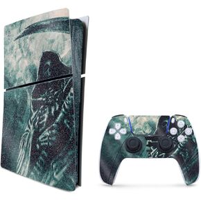MightySkins Glossy Glitter Skin Compatible With Playstation 5 PS5 Slim Disk Edition Bundle - Synthwave | Protective, Durable High-Gloss Glitter Finish | Easy To Apply & Change Styles | Made in the USA