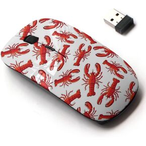 2.4G Wireless Mouse with Cute Pattern Design for All Laptops and Desktops with Nano Receiver - Lobsters red Crayfish