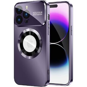 Magnetic for iPhone 14 Pro Case, Compatible with MagSafe, Built-in Camera Lens Protector, Logo View, Military Grade Drop Proof Phone Case Cover, Black
