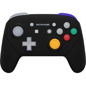 eXtremeRate Classic SwitchCube Style - Black Faceplate Backplate Handles for Nintendo Switch Pro Controller, Soft Touch Replacement Grip Housing Shell Cover with Buttons for Nintendo Switch Pro