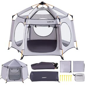 Asweets 4 in 1 Pop Up Playpen Indoor and Outdoor Portable, Lightweight Baby Playpen with Travel Bag,Baby Beach Tent and Play Toddler Play Yard Canopy
