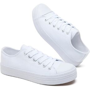 Womens White Canvas Sneakers Casual Tennis Shoes for Women Black Fashion Sneakers Comfortable Low Top Walking Shoes