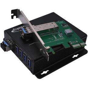 PCI-E card to 4 Ports USB 3.0 hub over Single-mode Fiber Optic Extender to 250 Meters, Backwards Compatible USB 2.0/1.1, for 1 U & 2 U Bracket