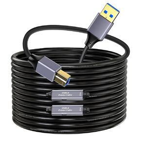 USB 3.0 Printer Cable 50ft, USB A to USB B 3.0 Printer Cable, USB 3.0 Type B Printer Cord Compatible with Conference Camera,Docking Station,Hard Driver,Scanner, Printer,Vidicon and More
