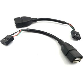 Duttek USB Header to USB Cable,Motherboard USB 2.0 Adapter Cable, USB 2.0 Type A Female to Dupont 9 Pin Female Header Motherboard Cable Cord (2-Pack 0.1M)