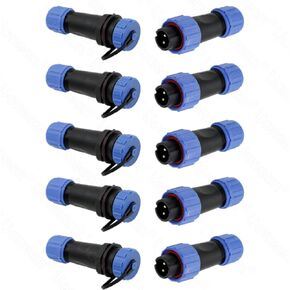 SP13 IP68 Waterproof 2 Pin LED High Power Connectors 2 Pin Power Plug Connector Circular Kit Male Plug Female Socket 5 Sets