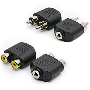 3.5mm(1/8in.) Female to 2-RCA Female Audio Adapter Nickel Plated 2 RCA Male to 3.5mm Stereo Female Connector cable 4 PACK