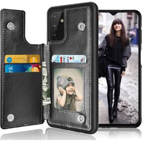 Tekcoo Galaxy A13 5G Wallet Case, Minimalist Luxury PU Leather ID Cash Credit Card Holder Slots Magnetic Closure Kickstand Folio Flip Slim Protective Cover for Samsung Galaxy A13 5G [Black]