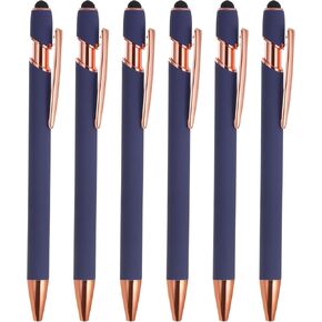 PATIKIL Ballpoint Pen with Stylus Tip, 6 Pack 2 in 1 Metal Pen Black Ink 1.0mm Medium Point Stylus Pen for Touch Screens Style 2, Gray