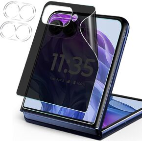 [2+2 Pack for Motorola Razr 50 / Moto Razr 2024 Privacy Front Screen Protector with Camera Lens Protecto, Flexible Film Anti-Spy Case Friendly