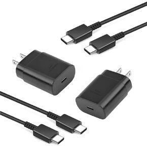 2 Pack 25W USB C Wall Charger,Super Fast Charger Block and 5FT USB-C Charger Cable for Samsung GalaxyS24/S23/S22/S22 Ultra/S22+/S21/S21Ultra/Note20/Note 20Ultra/Note10+/Galaxy Z Fold 4 5G/Z Flip 4 5G