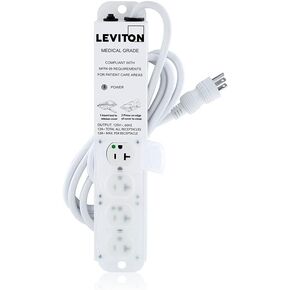 Leviton 5304M-2N7 4-Outlets 7-Feet Cord Length Medical Grade Surge Protective Power Strip, 20-Amp, 125-volt, Image