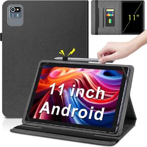 DETUOSI Universal 11 inch Tablet Case, Leather Protective Cover for ATOZEE ATZB10/ DOOGEE T30E/ ZIOVO Z128 10-11 Inch Android Tablet, Stand Folio Case Card Slot & Pencil Holder & Multi-Angles Viewing