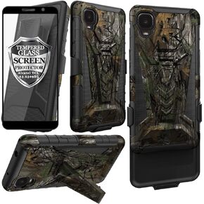 Ailiber Case for Alcatel TCL A3(A509DL), TCL A30/TCL A3 Phone Case Holster with Screen Protector, Swivel Belt Clip Holster Kickstand Holder, Heavy Duty Full Body Rugged Cover for Alcatel TCL A3-Black