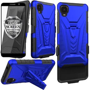 Ailiber Case for Alcatel TCL A3(A509DL), TCL A30/TCL A3 Phone Case Holster with Screen Protector, Swivel Belt Clip Holster Kickstand Holder, Heavy Duty Full Body Rugged Cover for Alcatel TCL A3-Black