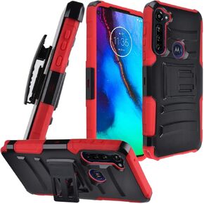 for Motorola Moto G Stylus XT2043, Moto G Power XT2041 (2020 Version) - Hybrid Phone Case w/Stand/Belt Clip Holster - CV1 Red