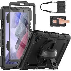 Samsung Galaxy Tab A7 Lite Case 8.7 (2021),Shockproof Rugged Kids Case with Screen Protector/Pencil Holder/Kickstand [Hand & Shoulder Strap] for Galaxy Tab A7 Lite SM-T220/T225/T227,Black