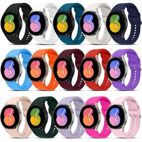 15 Pack Galaxy Watch 7/6/5/4 Band 40mm 44mm,for Samsung Galaxy Watch FE Band,Soft Silicone Sport Strap galaxy 6/4 classic Bands 47mm 46mm 42mm 43mm/Galaxy Watch 5 pro 45mm Women Men,No Gap Wristbands