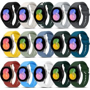 15 حزمة من ساعات Galaxy Watch 7/6/5/4 مقاس 40 مم 44 مم، لساعة Samsung Galaxy Watch FE، حزام رياضي من السيليكون الناعم galaxy 6/4 أشرطة كلاسيكية 47 مم 46 مم 42 مم 43 مم/ساعة Galaxy Watch 5 pro 45 مم للنساء والرجال، بدون فجوة