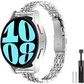 Slim Stainless Steel Bands Compatible for Samsung Galaxy Watch 7/FE/6/5/4 40mm 44mm, Watch 6/4 Classic 43mm 47mm 42mm 46mm, 5 Pro 45mm, 20mm Dressy Metal Chain Thin Strap for Women