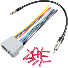 Radio Wiring Harness Antenna Adapter Kit Compatible with Dodge Ram Caravan Charger Viper, 22Pin Stereo Wire Connector Fit for Jeep Wrangler Cherokee Commander Chrysler Grand Voyager Sebring