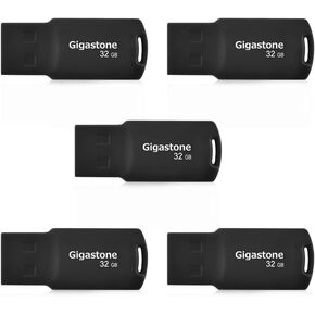 Gigastone 32GB 5-Pack USB 2.0 Flash Drive, Capless Design Pen Drive