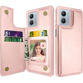 NJJEX لهاتف Motorola Moto G 5G 2023 حافظة محفظة Moto G Power 5G 2023 مع حامل بطاقة، فتحات بطاقة الائتمان من جلد البولي يوريثان، حافظة نحيفة واقية قابلة للطي بإطار من مادة TPU وغطاء إغلاق مغناطيسي [بني]