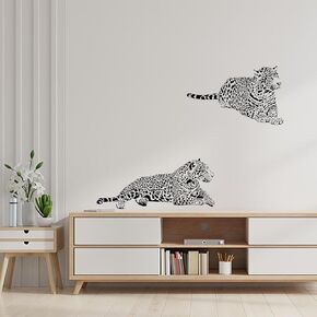 Cool Leopard Wall Stickers, Peel and Stick Wall Decals, Removable Vinyl Wall Sticker for Bedroom Living Room TV Background Home Wall Art Decor Black & White Leopards Wall Decal