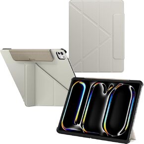SwitchEasy Origami 2024 iPad Pro 11“ Case with Pencil Holder- Protective Folio Case for iPad Pro 11 Inch M4 with Multi-Angle Stand, Morandi Cover Case, Apple Pencil Pro Charging, Starlight White