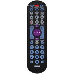 RCA RCRBB05BHE 5-Device Universal Remote Control, Streaming control for Roku, Apple TV, and other streaming boxes, Soundbar compatible, Long range IR, Big button simplicity, Backlit keypad