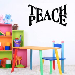 Vinyl Wall Art Decal - Teach Peace - 15" x 25" - Trendy Inspirational Positive Quote Sticker for Home Kids Room Bedroom School Classroom Nursery Office Decor (Black)