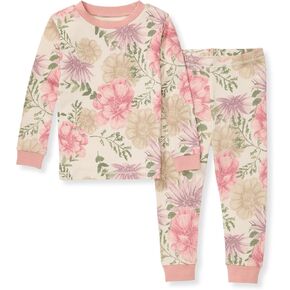 Burt's Bees Baby Baby Girls' Pajamas, Tee and Pant 2-Piece Pj Set, 100% Organic Cotton, Mountain Floral