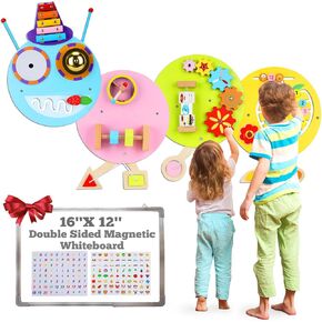 Caterpillar Activity Wall Panels: Montessori Sensory Wall Board for Kids Playroom Daycare - Wooden Learning Toys for Toddlers