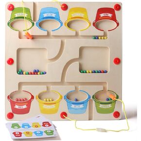 BESTAMTOY Montessori Wooden Magnet Puzzle Game Board for Toddlers, Learning & Education Toys for Preschoolers, Fine Motor Skills Toys for Boys Girls 3-5 Years Old