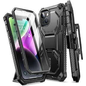 i-Blason Armorbox Series Designed for iPhone 14 Case 6.1" (2022)/iPhone 13 Case 6.1" (2021), Full-Body Rugged Holster Bumper Case with Built-in Screen Protector & Kickstand (Black)
