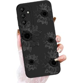OOK Floral case for Samsung Galaxy S24 Ultra Case, Cute Sunflower Floral Blooms Design Soft TPU Shockproof Protective for Women Girls Phone Cover - Black Flower