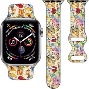 Cartoon Band Compatible with Apple Watch 38mm/40mm/41mm/42mm/44mm/45mm, Cute Bands Replacement for Apple Watch SE2 Series 9 8 7 6 5 4 3, Silicone iWatch Band for Women Men