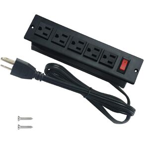 Desk Outlets Recessed Power Strip without USB Ports Mountable Power Strip Under Desk Power Charging Station with 5AC Outlets Black