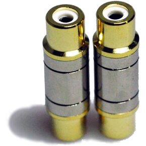 Premium Female to Female RCA Connector A/V Joiner Video and Audio Coupler Metal Adapter Component Gold Plated (2-Pack)